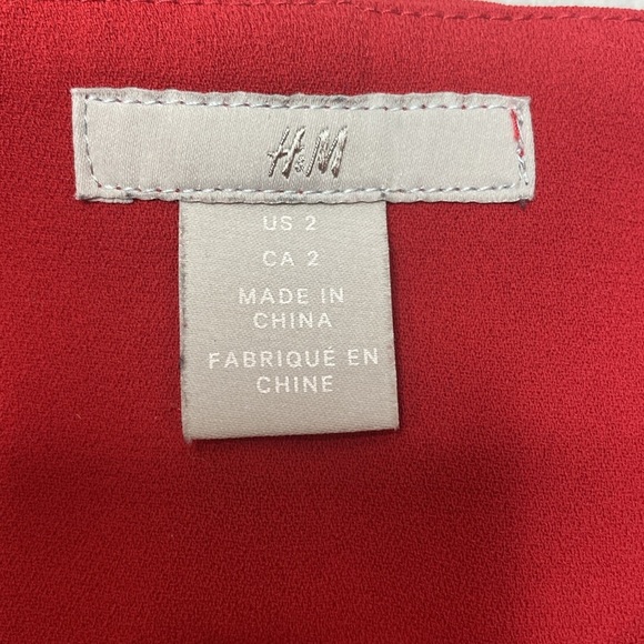 H&M red flowy belted dress pants size 2 - Picture 7 of 8